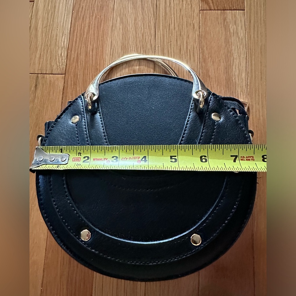 Cute pixie bag w/faux leather & suede w/gold tone studs, handles, & long strap - Picture 7 of 9